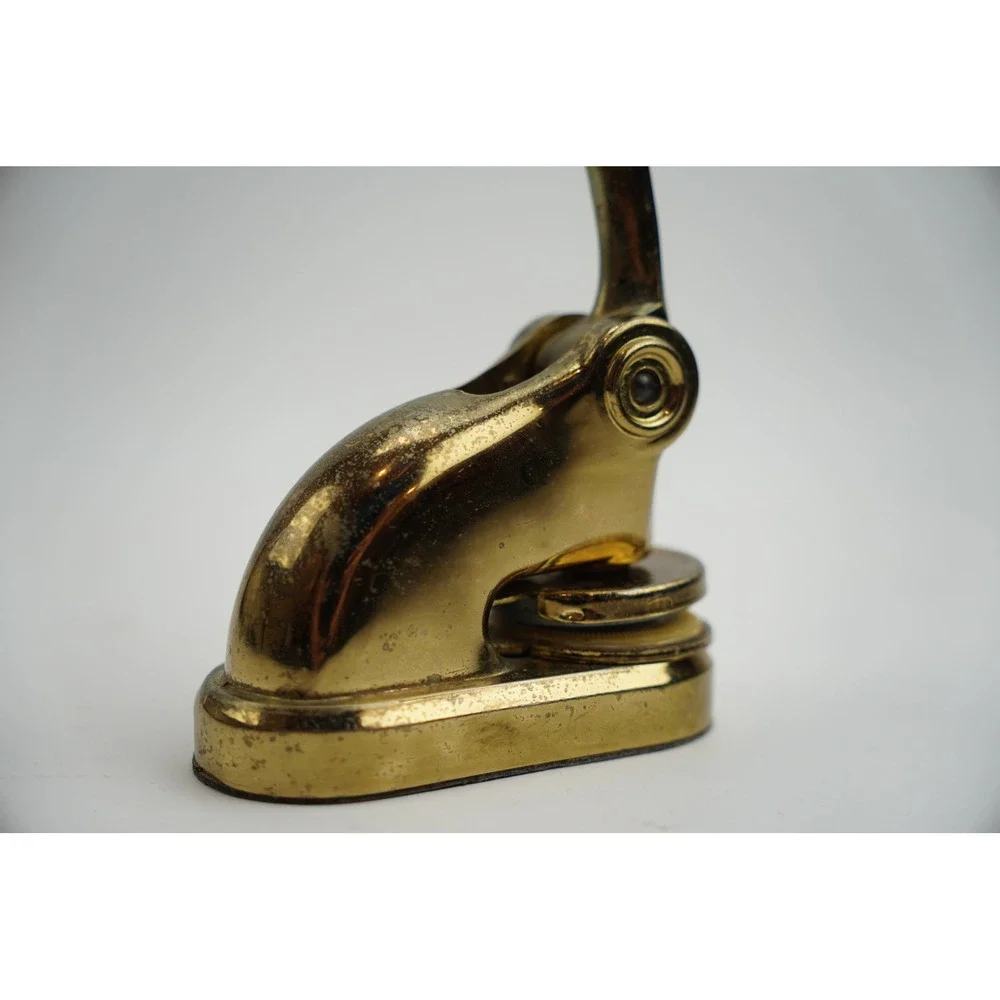 Vintage Brass Desk Embosser Paper Seal Press Gold Tone Good